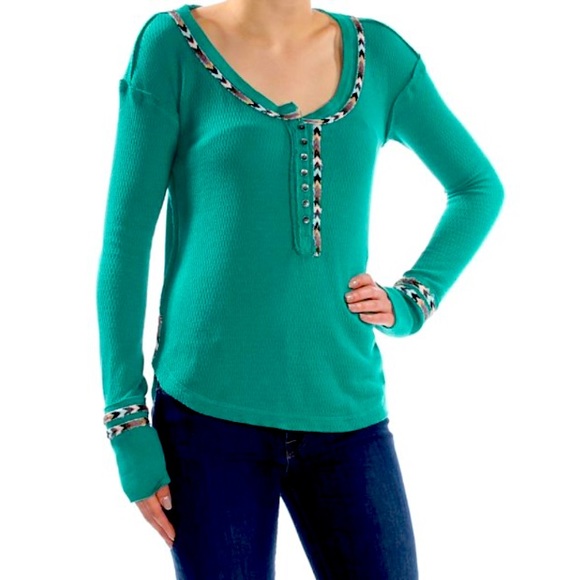 NWT We The Free - Free People Long Sleeve Scoop Neck Thermal Shirt Size Small - Picture 1 of 8
